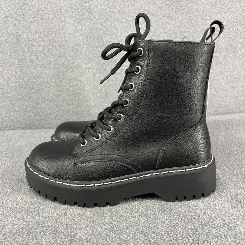 Sincerely Jules Harley Chunky Combat Leather Boots Women's‎ 7 M Black - Picture 4 of 13